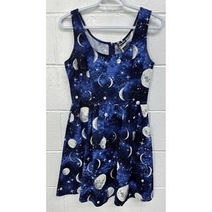 Retrolicious Moon Phases Night Sky Dress / Made In USA / Size Small